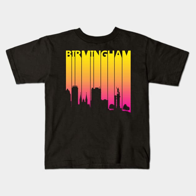 Retro 1980s Birmingham City Skyline Kids T-Shirt by GWENT